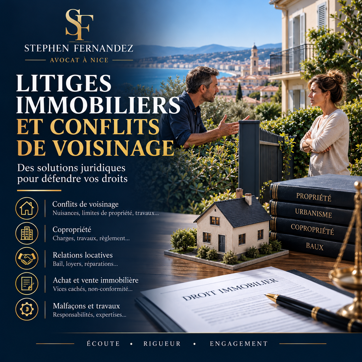 Avocat litige immobilier Nice | Conflits de voisinage