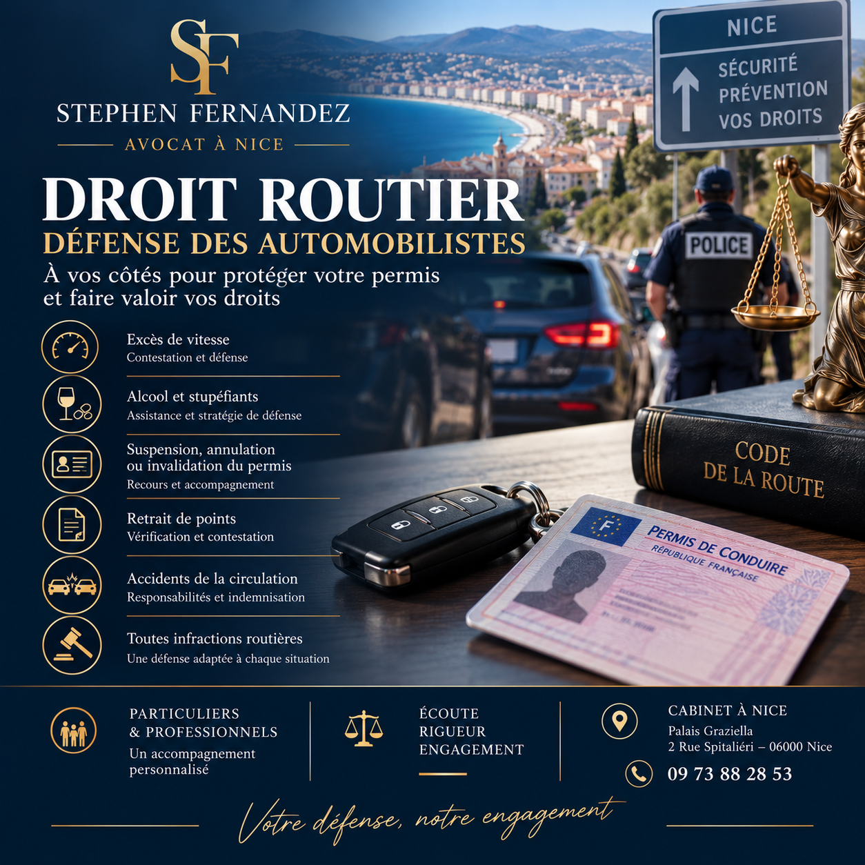 Avocat droit routier Nice | Défense automobilistes et motards