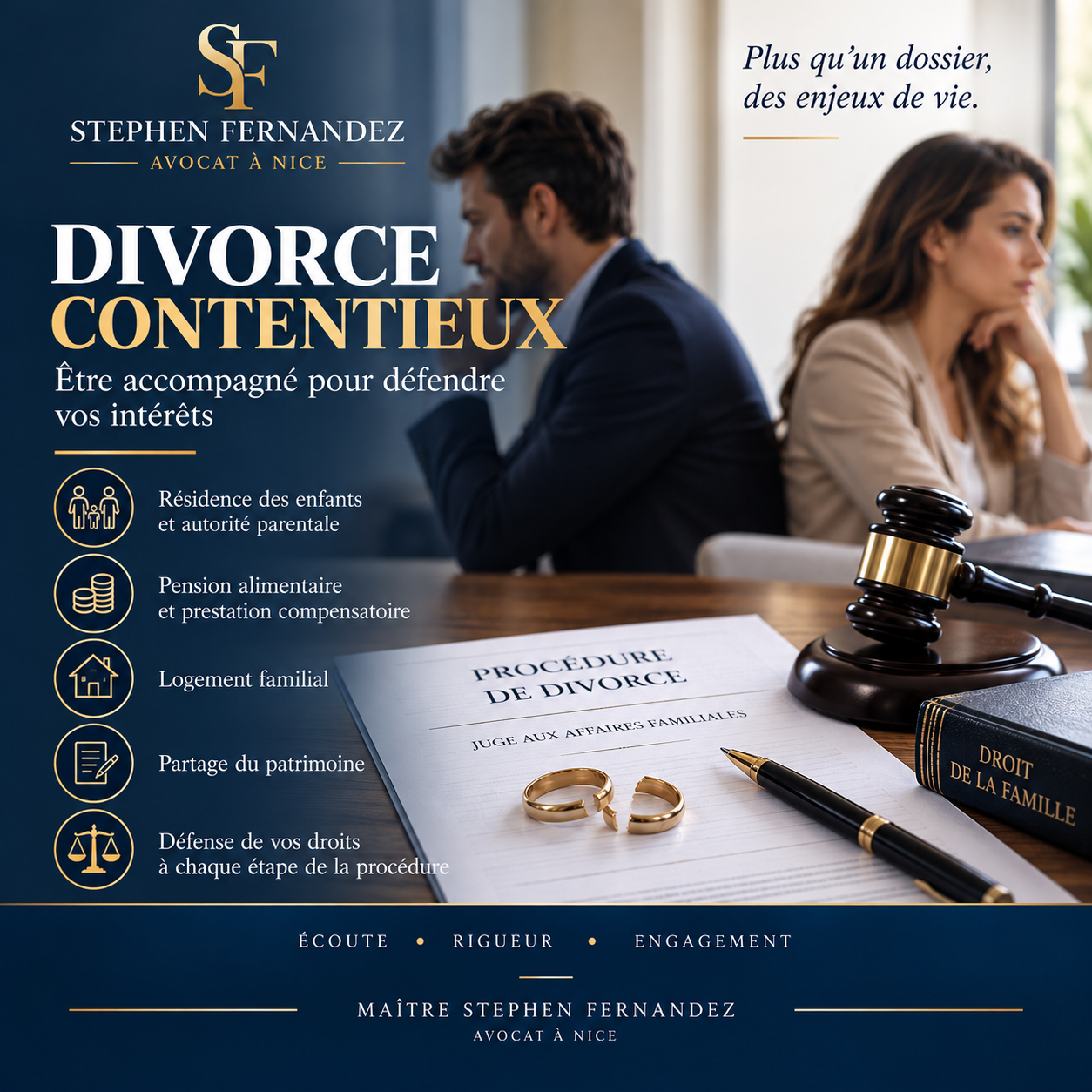 Avocat divorce contentieux Nice | Procédure et conséquences