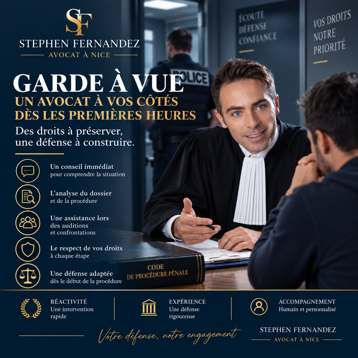 Garde à vue à Nice : le rôle de votre avocat | Stephen Fernandez