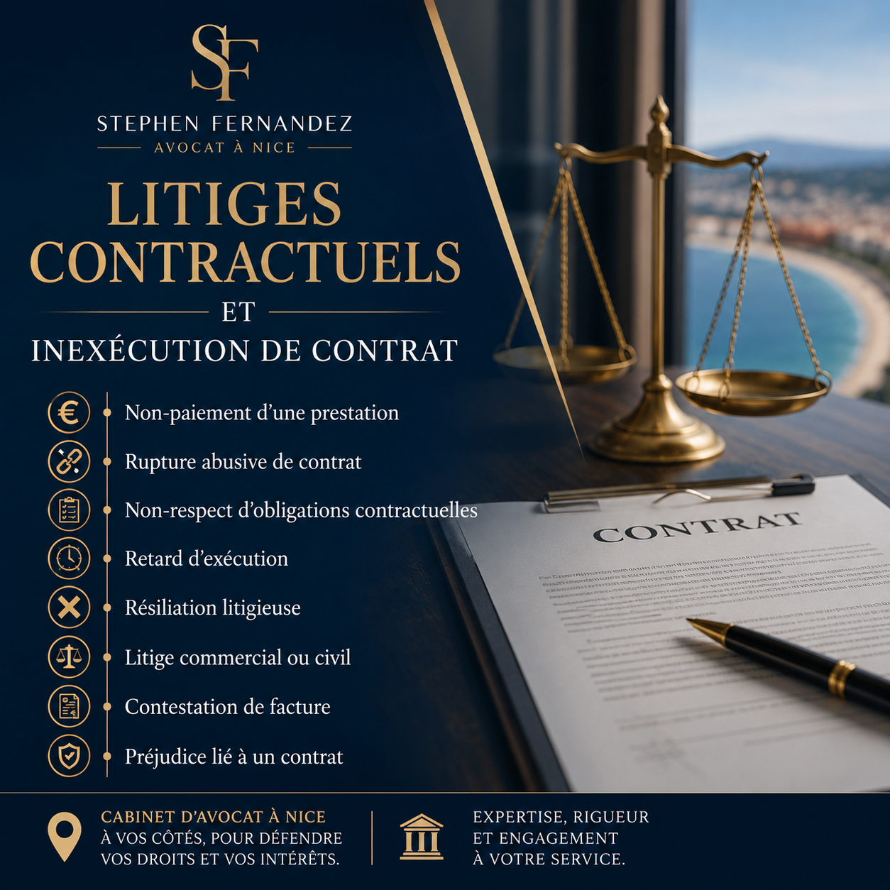 Avocat litige contractuel Nice | Inexécution de contrat